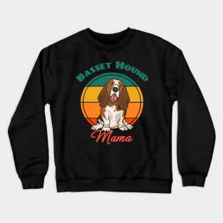 Basset Hound Mom Mama Dog puppy Lover Cute Sunser Retro Crewneck Sweatshirt